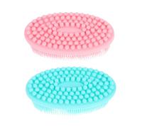 HOOWIFFY Lot de 2 Brosses de Bain en Silicone Double Face, Brosse Exfoliante Douce pour Bébé, Dimensions Adaptées, Couleurs Rose et Vert, Brosse Tactile Sensorielle Massage