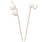 HOOWIFFY Lot de 2 Épingles à Cheveux Minimalistes en Alliage Perles Nacrées Blanches, Baguettes pour Cheveux Longs, Accessoires Légers pour Chignons Élégants et Coiffures de