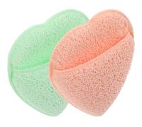 HOOWIFFY Lot de 2 Éponges Exfoliantes Visage en Couleurs Cœur Orange et Vert Éponges Nettoyantes Douces pour Démaquillage Nettoyage Peau Usage Quotidien et Gommage Délicat