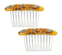 HOOWIFFY Lot de 2 Peignes à Cheveux Français en Fer 4 Marron Marbré, Petites Dents Latérales Vintage, Accessoires Coiffure Élégants pour Femmes, Maintien Confortable pour