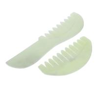 HOOWIFFY Lot de 2 Peignes de Massage en Jade Naturel, Outils Portables pour Massage du Cuir Chevelu Corps, Peignes à Gratter Efficaces pour Détente Musculaire et Stimulation Circulation
