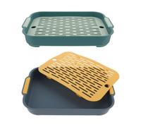 HOOWIFFY Lot de 2 Toilettes pour Lapins et Cochons d'Inde en Plastique Rectangulaires, Design Surélevé et Fond Plat, pour Cage Intérieure et Dressage Propre