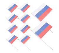 HOOWIFFY Lot de 20 Petits Drapeaux Russes Miniatures à Main en Polyester Bâtonnets Ronds, Couleurs Lumineuses et Design Portable pour Décoration de Fête en Jardin ou Arrière-cour