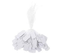 HOOWIFFY Lot de 300 Étiquettes de Prix Bijoux Blanches en Papier avec Fil de Coton, Faciles à Écrire, Résistantes, pour Petites Entreprises