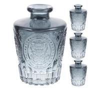 HOOWIFFY Lot de 4 Flacons Diffuseurs en Verre 130 ML Sculptés Style Romain Gris, Bouteilles Vides Rechargeables pour Aromathérapie, Diffusion D’huiles Essentielles, Décoration Intérieure