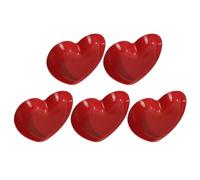 HOOWIFFY Lot de 5 Assiettes à Dessert en Polypropylène Réutilisable Rouge Forme de Cœur 22 Cm, Plateau de Collations Léger et Résistant, Assiettes à Gâteau et Fruits pour Repas Intérieur