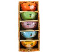 HOOWIFFY Lot de 5 Bols en Céramique à Bords Relevés, Design Soigné et Forme Simple, pour Fêtes Entre Amis ou Sorties, Multi-usages pour Riz, Desserts et Snacks