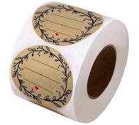 HOOWIFFY Lot de 500 Autocollants en Rouleau Rond en Papier Kraft Kaki Décoratifs et Pratiques pour Ateliers de Bricolage et Boutiques