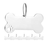 HOOWIFFY Lot de 6 Médailles pour Animaux de Compagnie en Acier Inoxydable Plaquettes d'Identification Os et Patte Creuse 40X20X1 MM Accessoires pour Colliers Chien et Chat Étiquettes