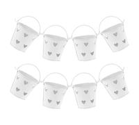 HOOWIFFY Lot de 8 Mini Seaux en Fer Blanc pour Rangement de Bonbons et Snacks, Seaux Décoratifs Légers Poignée, pour Fêtes et Mariages