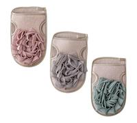 HOOWIFFY Moufles Exfoliants de Bain Double-face 3pcs en Coton Polyester pour Nettoyer la Peau et Rendre la Peau Plus Douce la Maison