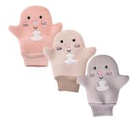 HOOWIFFY Moufles Exfoliants de Bain Lot de 3 Couleur Aléatoire Mousse Exfoliation en Fibre de Viscose et Éponge Composite Unisexes