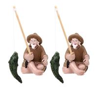 HOOWIFFY Ornement pour Aquarium en Résine 2pcs Figurines Vieux Pêcheur Décoratives, Immersion Longue Durée sans Décoloration, Décor Unique pour Paysage D'aquarium