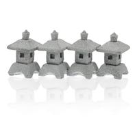 HOOWIFFY Ornements de Pagodes Vintage en Grès 4 Pièces pour Décoration de Jardin, Style Chinois Réaliste, pour Balcon et Paysage de Bonsaï