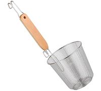 HOOWIFFY Passoire à Nouilles en Acier Inoxydable Grosse Taille avec Poignée en Bois, Panier à Pâtes et Spaghetti Résistant la Chaleur pour Cuisson, Égouttage et Friture, Accessoire