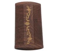 HOOWIFFY Peigne à Cheveux en Bois de Santal Double Face, Portable et Polyvalent, Design Artistique et Gravures Dorées Délicates pour Soins Quotidiens du Cuir Chevelu