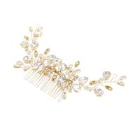 HOOWIFFY Peigne à Cheveux Latéral Orné de Cristaux en Métal Or Élégant et Léger, Accessoire pour Cheveux de Mariée Confortable pour Mariage et Événements du Soir