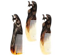 HOOWIFFY Peigne à Cheveux Pratique pour Massage du Cuir Chevelu et Soin Capillaire à Domicile 3pcs en Corne de Bœuf Naturel Poignée Lisse Couleur Aléatoire