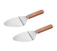 HOOWIFFY Pelle à Pizza en Acier Inoxydable 2 Pièces Manche en Bois, Spatule Métallique pour Fromage et Gâteau, Ustensile Cuisine Polyvalent pour Pizzerias, Pâtisseries et Usage Quotidien