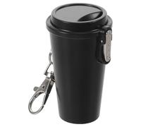 HOOWIFFY Petit Cendrier D'extérieur Portable en Métal avec Couvercle Étanche et Porte-clés, pour Camping et Activités de Plein Air, Design Moderne et Minimaliste Noir