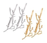 HOOWIFFY Pinces à Cheveux Motifs Branches de Cerf Argentées Style Coréen Haute Résistance en Alliage Lot de 4 pour Fêtes Amis ou Réunions Familiales