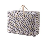 HOOWIFFY Pochette de Rangement Lavable Poignée et Fermeture Éclair en Coton et Lin Multi-Usage Beige pour Rangement et Déménagement pour Couette