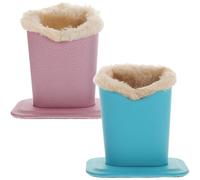 HOOWIFFY Présentoir à Lunettes en Cuir Pu et Peluche 2 Pièces pour Bureau et Chambre, Support Élégant et Protecteur avec Doublure Douce, Design Unique et Fonction Anti-rayures