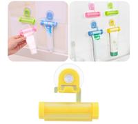 HOOWIFFY Presse-tube de Place Dentifrice de Plastique Roulant Jaune Ventouse Forte et Support Mural Gain Facile à Utiliser pour Salle de Bain Maison