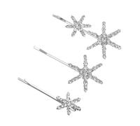 HOOWIFFY Set de 3 Barrettes Étoile en Alliage Argenté et Cristaux, Accessoires Cheveux Élégants pour Fête à Thème ou Anniversaire, Décoration et Protection des Cheveux