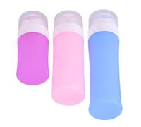 HOOWIFFY Set de 3 Bouteilles de Voyage Rechargeables en Silicone Souple, Résistance Froid et Gain de Place, Déplacements