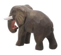 HOOWIFFY Statue Éléphant Bois Naturel Sculptée Main Décoration de Bureau et Maison Figurine Animale Élégante avec Base Plate Stable Ornement Bois Artisanal pour Intérieur