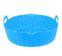 HOOWIFFY Tapis Silicone Réutilisable pour Friteuse à Air, Plaque de Cuisson Ronde Bleu Résistant la Chaleur, Coussin Alimentaire Antiadhésif et Doublure Lavable pour Cuisson Uniforme