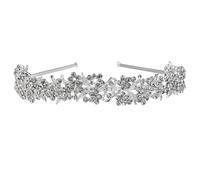 HOOWIFFY Tiare de Mariage Argenté en Alliage Feuilles Délicates et Fleurs, Accessoire de Cheveux Chic pour Occasions Spéciales et Cérémonies