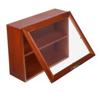 HOOWIFFY Vitrine en Bois Massif Vintage Petite Taille Porte Acrylique à Rabat Étagère Murale Bureau pour Présentoir à Figurines Porte-Maquillage et Rangement Décoratif