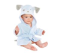 Hooyi Peignoir à capuche pour bébé Motif chien Bleu Taille L 130 cm