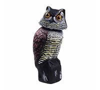 Hooyizer Owl Decoy 360 Rotate Head, Scarecrow Fake Owls Natural Enemy Realistic Owls to Scare Birds Away
