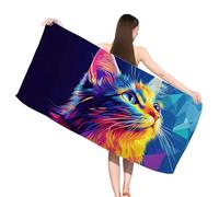 Hooyuubo Serviette de Plage XXL Chat, Serviette Microfibre 90x180 cm, sans Sable, Serviettes de Plage Léger et séchage Rapide, Convient pour la Plages, Sport, Voyages, Sauna, Piscine, Rêve,s-j294