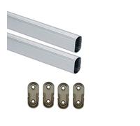 Hooz Lot de 2 tringles à vêtements pour armoire 60 cm, tringle à penderie pour Pax, tringle à vêtements polyvalente, tube ovale en métal dans différentes tailles (avec 4 supports)