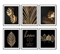 HoozGee Impression sur toile de feuilles d'or - Impression sur toile - Décoration murale (20,3 x 25,4 cm, sans cadre)