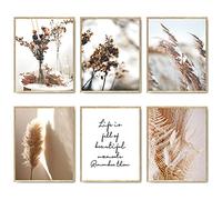 HoozGee Lot de 6 impressions sur toile de peintures murales botaniques minimalistes de plantes séchées pour salon, chambre à coucher, décoration d'intérieur