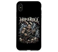 Hop and Roll Heavy Metal Bunny Guitare électrique Lapin à Bascule Coque pour iPhone XS Max