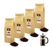 HOP CAFE - Offre Découverte Café Moulu Aromatisé - 4 x 125g - pour cafetière à Piston