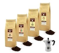 HOP CAFE - Offre Découverte Café Moulu Corsé - 100% Arabica - Torréfaction Moyenne Foncée - 4 x 125g (500g) - pour Cafetière Italienne