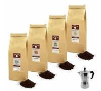 HOP CAFE - Offre Découverte Café Moulu Gourmet - 100% Arabica - Torréfaction Moyenne - 4 Sachets de 125g (500g Total) - pour Cafetière Italienne