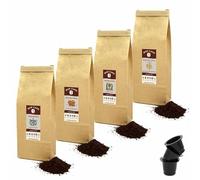 HOP CAFE - Offre Découverte Café Moulu Gourmet - 100% Arabica - Torréfaction Moyenne - 4 Sachets de 125g - 500g Total - pour Capsule Vide et Machine Expresso