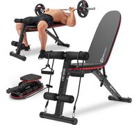 Hop-Sport banc de musculation pliable HS-1030 - banc d'entraînement pour la maison, réglable en 6 positions, avec fixation pour les jambes, extenseur, antidérapant, à charger jusqu'à 220 kg
