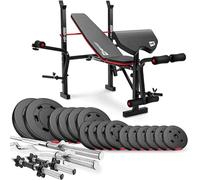 Banc de Musculation Pliable HS-1055 avec Ensemble d'haltères de 74 kg de Hop-Sport, Pupitre de Curl, Papillon, Presse à jambes
