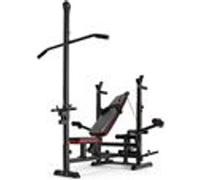 Banc de Musculation Pliable Inclinable HS-1075 avec Poulie Haute, Banc Musculation Complet avec Support d'Haltères pour le Développé Couché