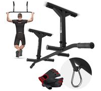 HOP-Sport® Barre de Traction pour Montage au Plafond HS-2001K à 6 Poignées Différentes, Support pour Sac de Frappe et TRX, Multi-Grip Pull Up Bar avec Gants, Charge maximale de 210 kg