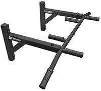 HOP-SPORT® Barre de Traction pour Montage Mural HS-2004K à 6 Poignées Différentes, Support pour Sac de Boxe et TRX, Multi-Grip Pull Up Bar avec Gants, Charge maximale de 210 kg